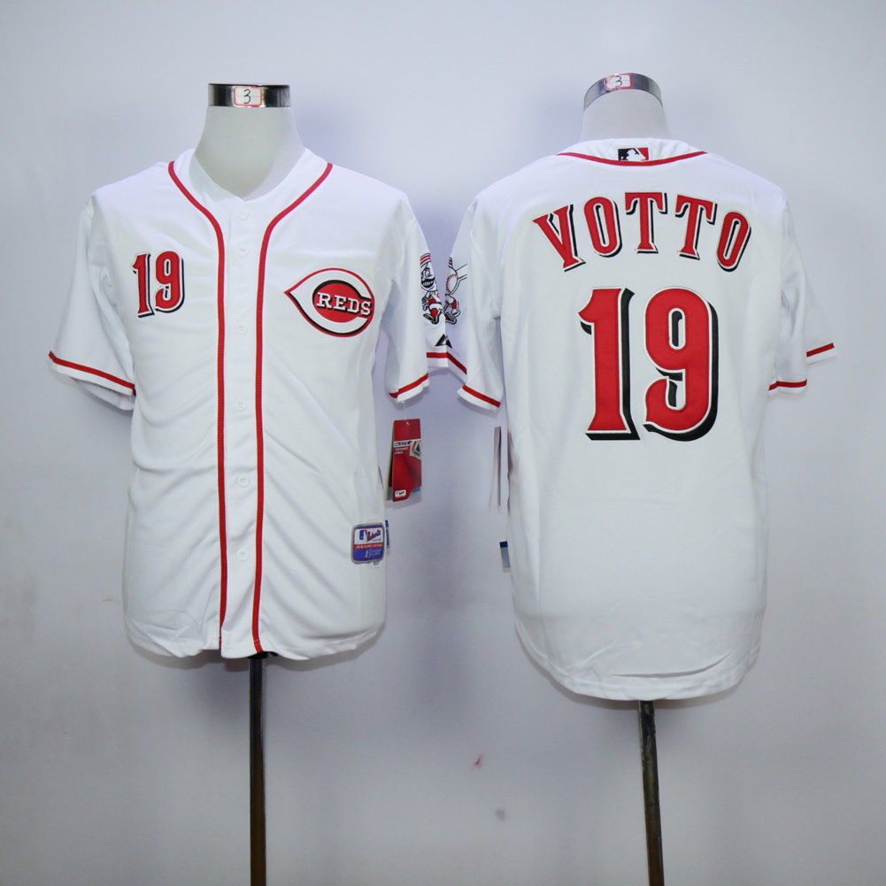 Men MLB Cincinnati Reds #19 Votto white jerseys->->MLB Jersey